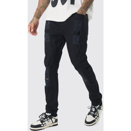 Vaqueros Tall Pitillo Rotos, Negro - boohoo - Modalova