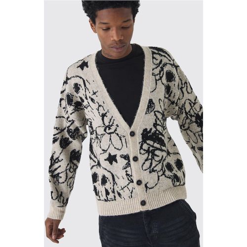 Cardigan squadrato oversize in maglia in jacquard spazzolato all over - boohoo - Modalova