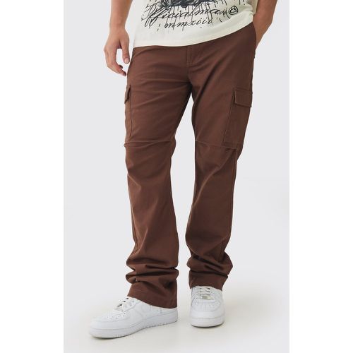 Pantalón Cargo De Sarga Ajustado Con Pernera Plisada Y Cintura Fija - boohoo - Modalova