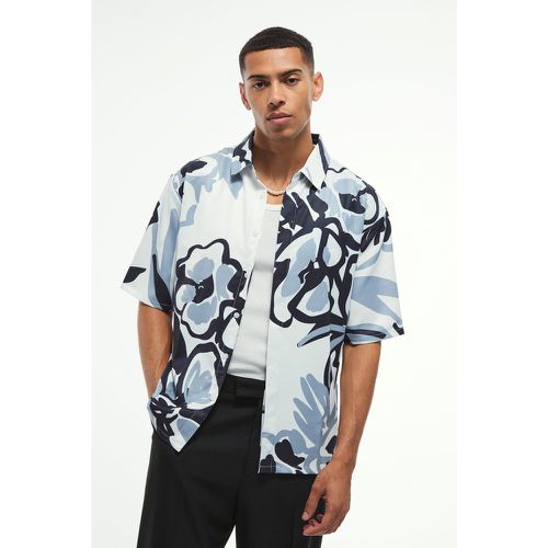 Camisa Oversize De Sarga Suave Con Estampado Y Solapas - boohoo - Modalova