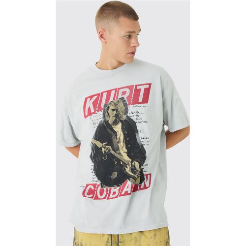 T-shirt oversize ufficiale con stampa di Kurt Cobain - boohoo - Modalova