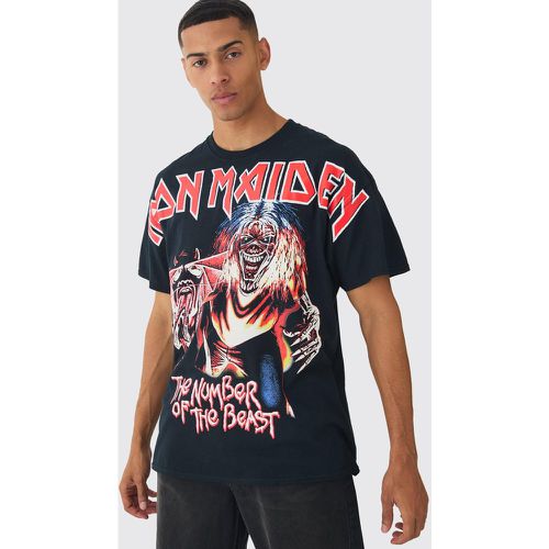 Camiseta Oversize Con Estampado De Iron Maiden A Gran Escala - boohoo - Modalova