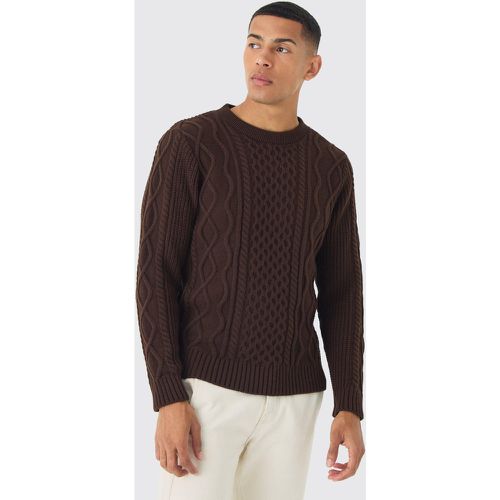 Regular Cable Knit Jumper, Brown - boohoo - Modalova