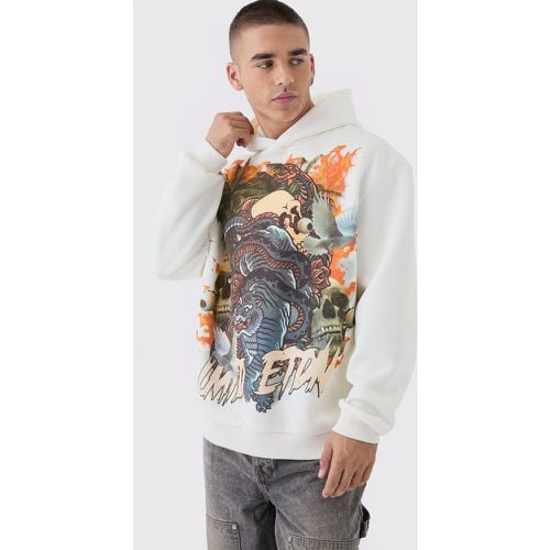 Felpa oversize Limited Edition con grafica di tatuaggio e cappuccio - boohoo - Modalova