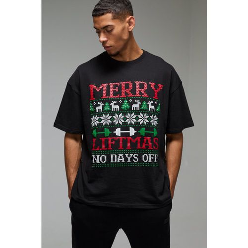 Camiseta Man Active Oversize Con Estampado Merry Liftmas - boohoo - Modalova