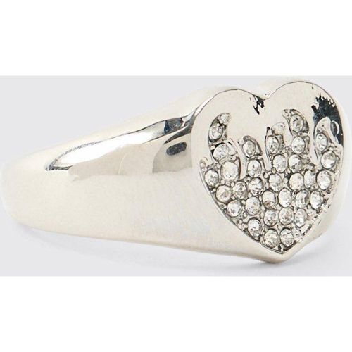 Anillo Plateado Con Corazón, Gris - boohoo - Modalova