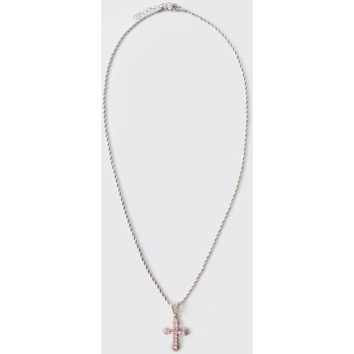 Collana con croce rossa ghiacciata - boohoo - Modalova