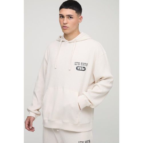 Felpa oversize con stampa a nido d'ape e cappuccio - boohoo - Modalova