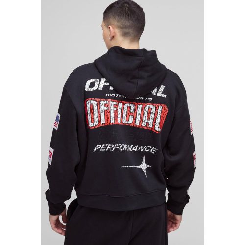 Sudadera Oversize Recta Con Capucha, Cremallera Y Emblema De Motociclismo - boohoo - Modalova
