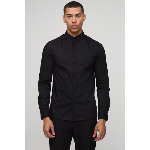 Camisa Básica Ajustada De Manga Larga Con Cuello - boohoo - Modalova
