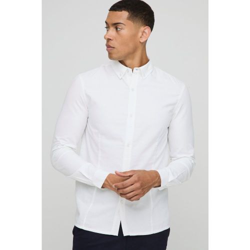 Camisa Oxford Ajustada De Manga Larga Con Botones Y Cuello - boohoo - Modalova