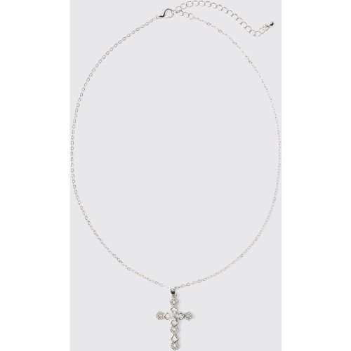 Collana in argento con croce ghiacciata - boohoo - Modalova