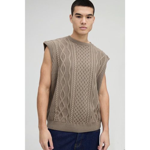 Chaleco Oversize De Punto En Ochos Con Cuello De Caja - boohoo - Modalova