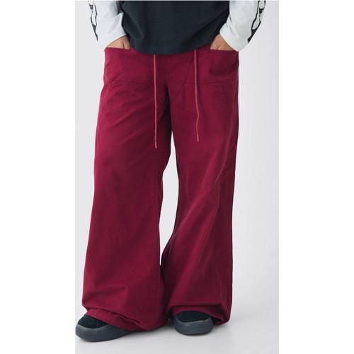 Pantalón De Sarga Súper Holgado Con Cintura Elástica Y Detalle En La Cintura - boohoo - Modalova