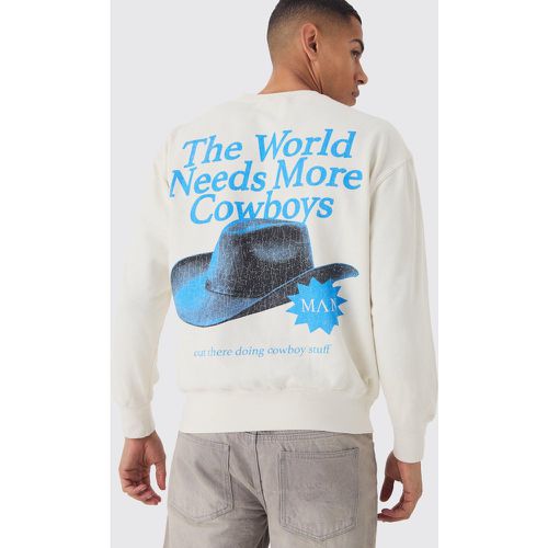 Retro Western Cowboy Hat Graphic Washed Sweatshirt - boohoo - Modalova