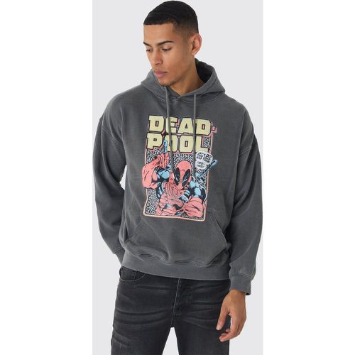 Felpa oversize ufficiale Marvel Deadpool in lavaggio con cappuccio - boohoo - Modalova