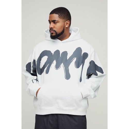 Felpa Plus Size squadrata oversize con stampa Homme stile Graffiti e cappuccio - boohoo - Modalova