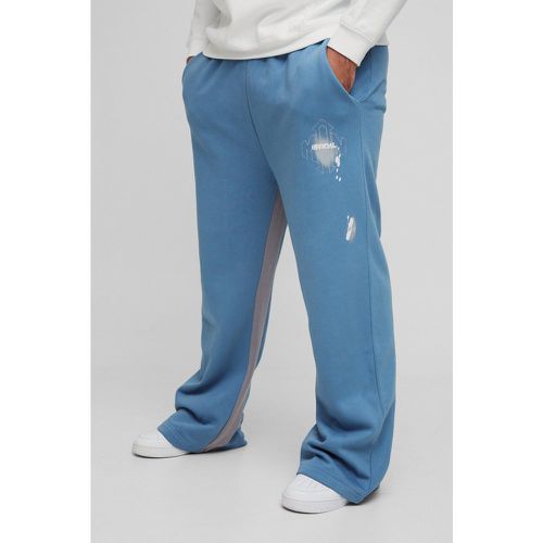 Pantalón Deportivo Plus Man Holgado De Campana Con Salpicaduras De Pintura - boohoo - Modalova