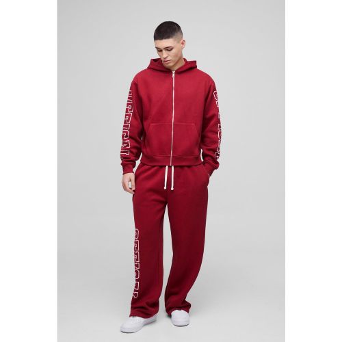 Tuta sportiva squadrata oversize Official con zip e cappuccio - boohoo - Modalova