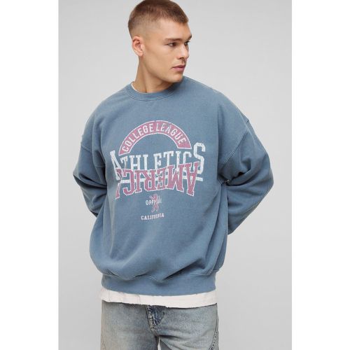 Sudadera Con Estampado Gráfico Universitario Desteñido - boohoo - Modalova