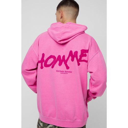 Sudadera Oversize Con Capucha Y Estampado Homme Desteñido De Grafiti - boohoo - Modalova