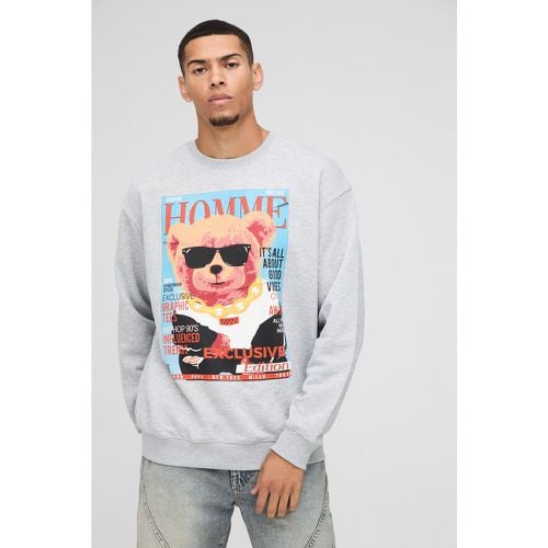 Sudadera Oversize Con Estampado Gráfico Homme Bear Magazine - boohoo - Modalova