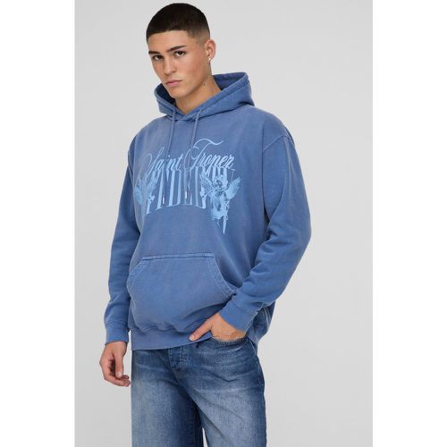 Sudadera Oversize Con Capucha Y Lavado A La Piedra Con Estampado Gráfico Renacentista De Saint Tropez - boohoo - Modalova