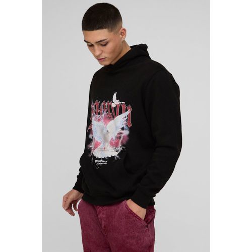 Sudadera Recta Con Capucha Y Estampado Gráfico Ofcl De Calavera Y Estrellas - boohoo - Modalova