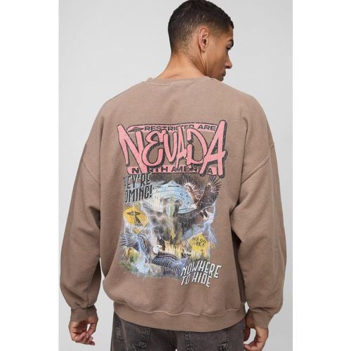 Felpa oversize slavata con grafica Nevada Bird - boohoo - Modalova