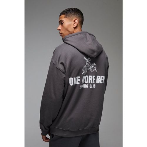 Sudadera Man Active Oversize Con Capucha Y Estampado One More Rep - boohoo - Modalova