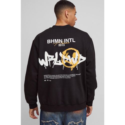 Felpa oversize con grafica e logo stile Graffiti - boohoo - Modalova