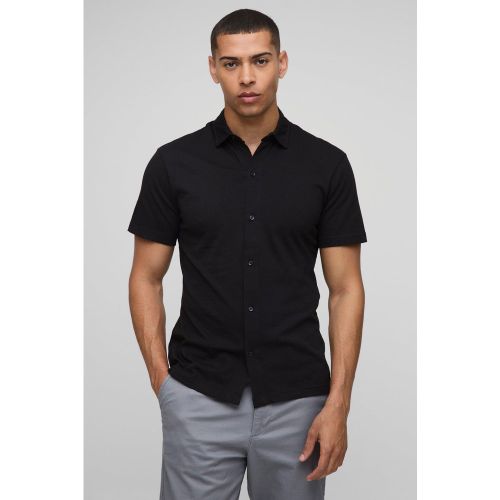 Camisa Ajustada De Manga Corta Y Tela Jersey Con Solapas - boohoo - Modalova