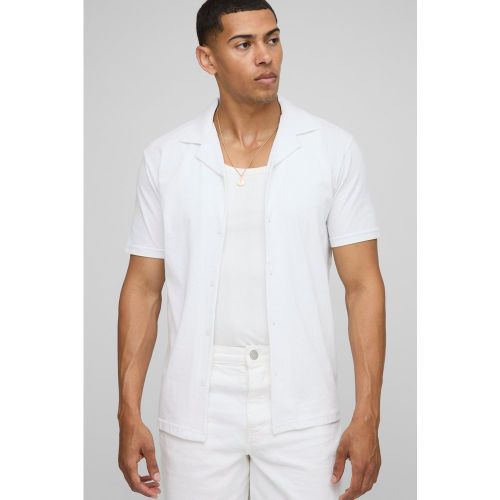 Camisa Ajustada De Manga Corta Y Tela Jersey Con Solapas - boohoo - Modalova