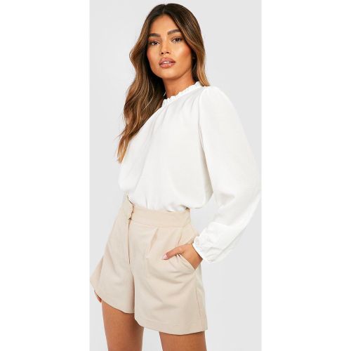 Blusa De Tela Y Manga Larga Con Volante En El Cuello - boohoo - Modalova
