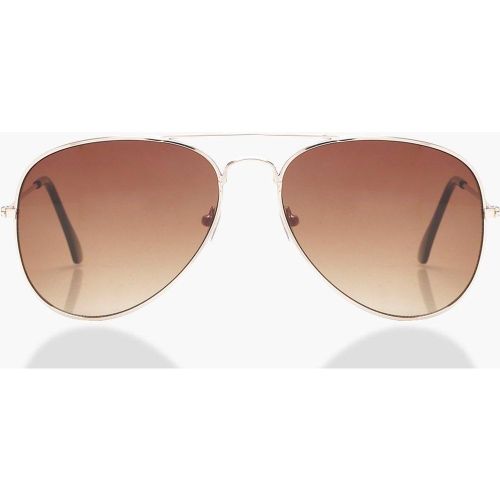 Gafas De Sol Estilo Aviador Con Lentes Marrones - boohoo - Modalova