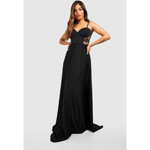 Vestito maxi con corsetto e pizzi a contrasto - boohoo - Modalova