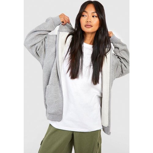 Sudadera Con Capucha Oversize De Materiales S Con Cremallera - boohoo - Modalova