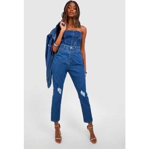 Jeans Basics a vita alta Skinny Fit effetto smagliato - boohoo - Modalova