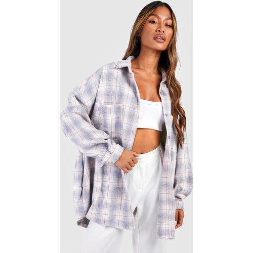 Camisa Oversize De Cuadros, Gris - boohoo - Modalova