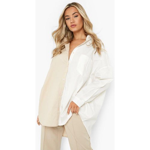 Camicia oversize in cotone effetto patchwork - boohoo - Modalova