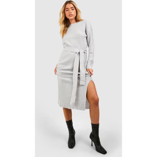 Vestido Midaxi De Canalé De Punto Con Atadura En La Cintura - boohoo - Modalova