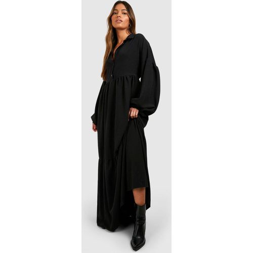 Vestito camicia maxi oversize con balze - boohoo - Modalova