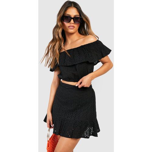 Top in pizzo sangallo con spalle scoperte & gonna coordinata - boohoo - Modalova