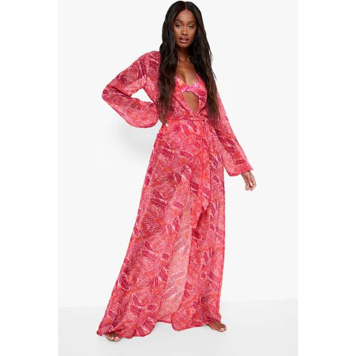 Kimono maxi da mare in chiffon Tropicana - boohoo - Modalova