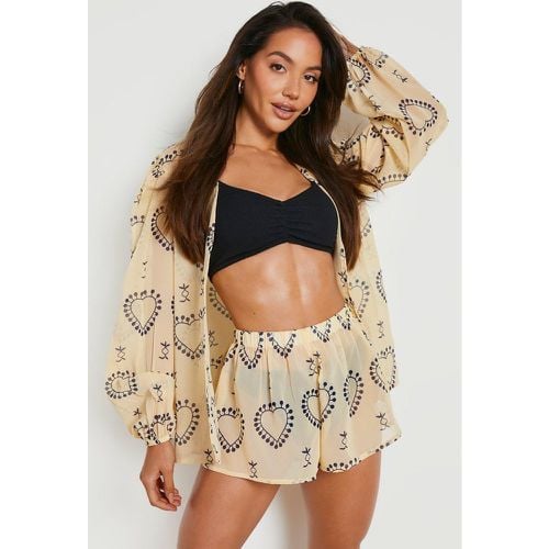 Conjunto Coordinado Para La Playa De Pantalón Corto Y Camisa Estampada - boohoo - Modalova