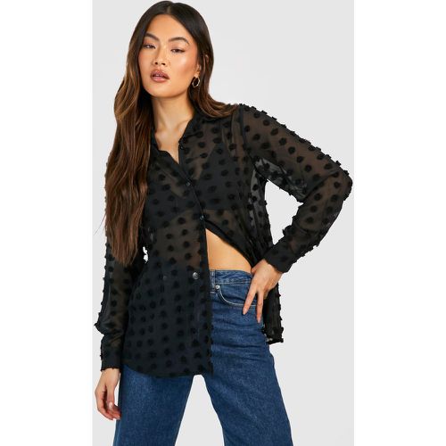 Camicia oversize a pois con trama - boohoo - Modalova