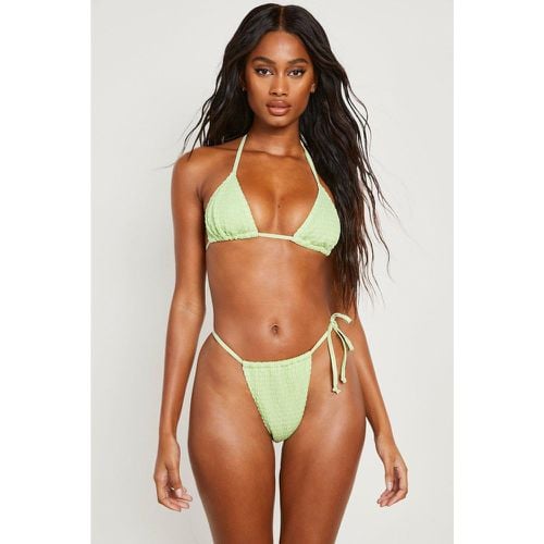 Slip bikini increspato con laccetti laterali - boohoo - Modalova