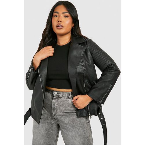 Chaqueta Plus Motera De Cuero Sintético Con Cuello - boohoo - Modalova