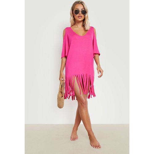 Vestito da mare con spalle scoperte, cut-out e nappe - boohoo - Modalova