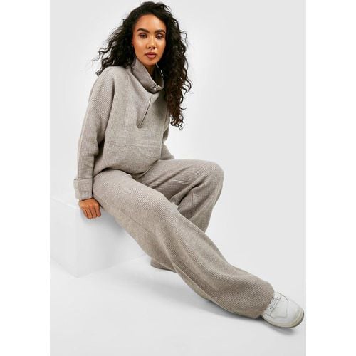 Set in maglia con collo a imbuto & pantaloni a gamba ampia - boohoo - Modalova